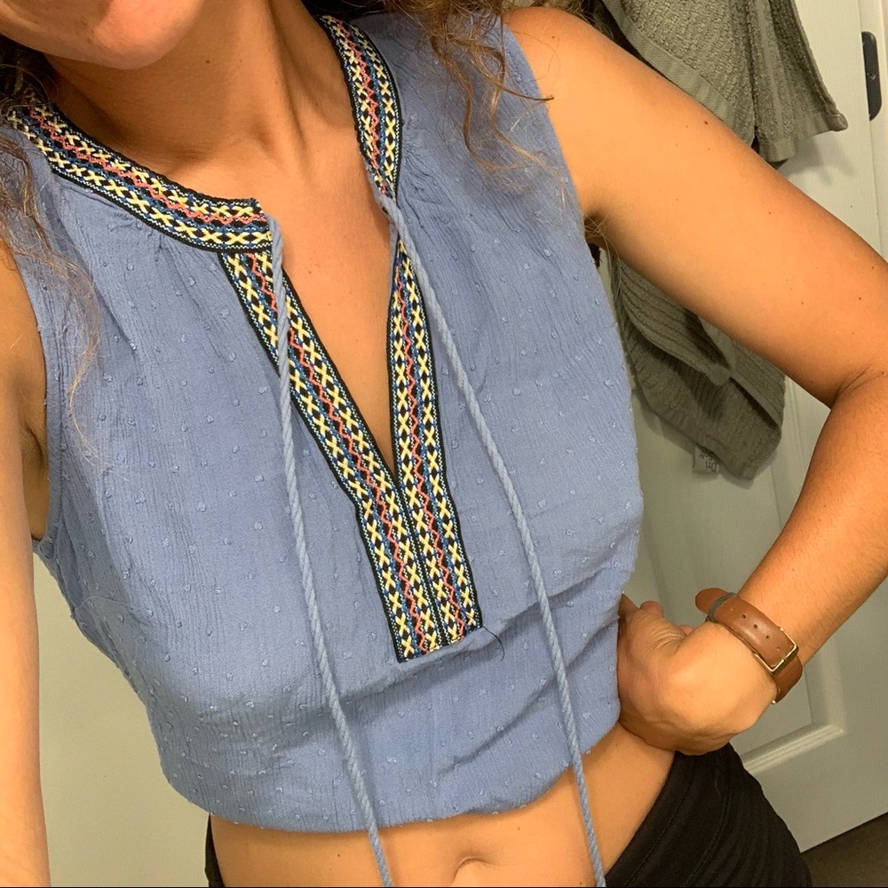 Purple/Blue singlet top with embroidery